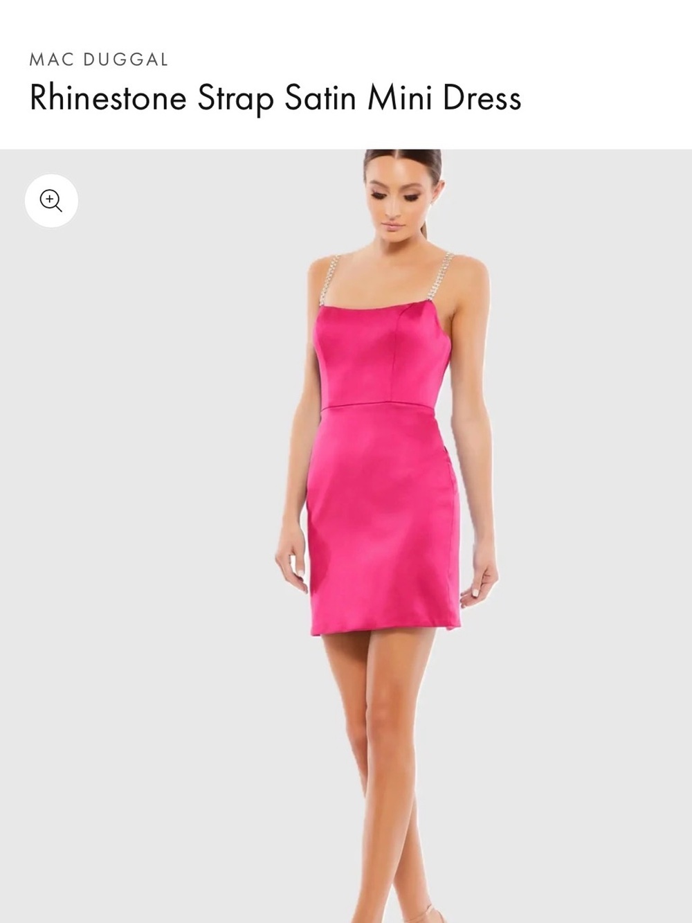 LEENA for Mac Duggal Pink Satin Rhinestone Strap Mini Dress